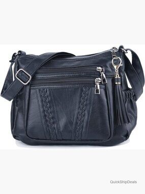 Crossbody Bag for Women Soft PU Leather Multi Pocket Shoulder Handbag